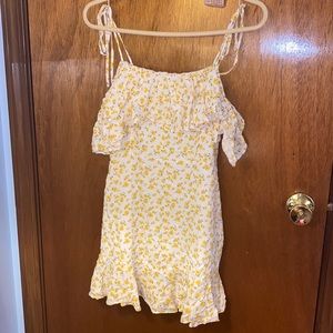Forever 21 size small yellow floral dress, off the shoulder
